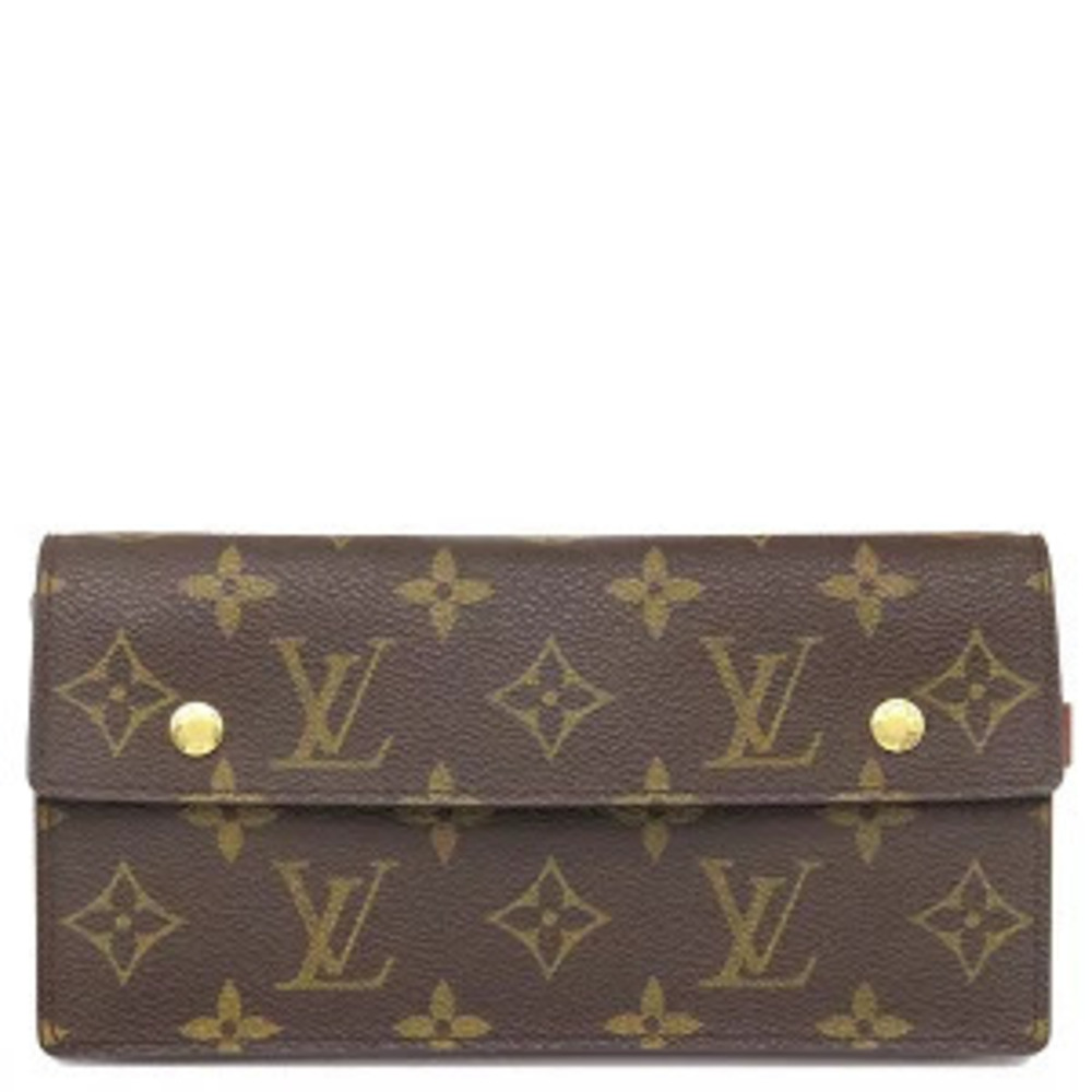 Louis Vuitton Bi fold wallet Portefeuille Accordion Monogram canvas chain